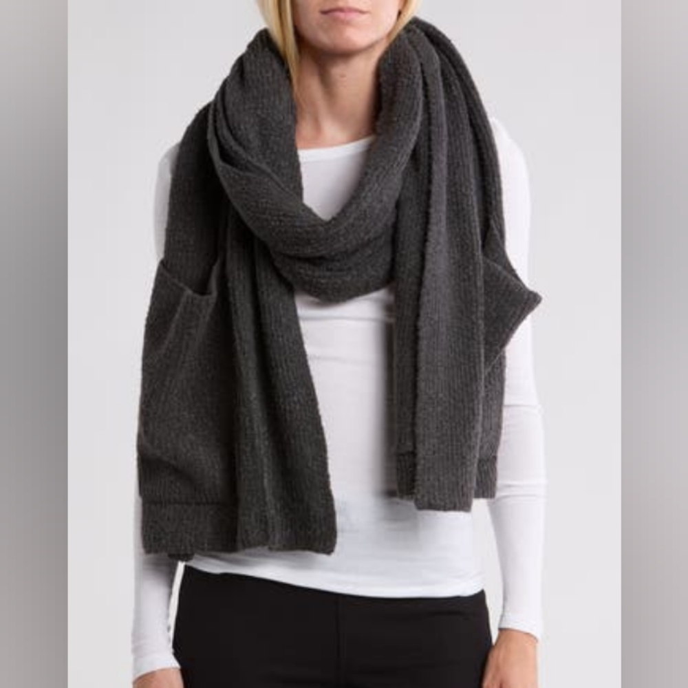 Barefoot Dreams Charcoal Knit Scarf